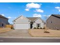 Charming single-story home with gray siding, a two-car garage, and a well-manicured front lawn at 1008 Sandtrap Way, Durham, NC 27703