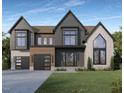 Modern two-story home with a brick and gray siding exterior and a two-car garage at 405 Latimer Rd, Raleigh, NC 27609