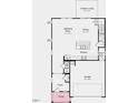 Layout showcasing open-concept kitchen, gathering room, and dining area with access to outdoor living space at 204 Blue Butterfly Dr, Angier, NC 27501
