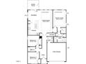 Layout of first floor featuring a large Gathering room, bedrooms, kitchen, two-car garage, and an owner's suite at 720 Hipwood Dr, Zebulon, NC 27597