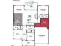 Layout of the first floor, including a large kitchen, breakfast nook, great room, dining room, study, and two-car garage at 1208 Opal Ln # 92, Durham, NC 27705