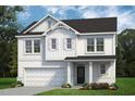 Charming two-story home with white siding, black shutters, a covered porch, and manicured landscaping at 22 Whistling Way # Holly Farmhouse, Lillington, NC 27546