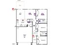 Detailed floor plan layout showing the kitchen, bedrooms, bathrooms, garage and patio at 48 Longdale Dr, Graham, NC 27253