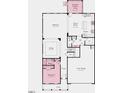 Layout of the home's first floor, featuring kitchen, gathering room, dining, bedroom and two-car garage at 113 Cloud Berry Ln, Holly Springs, NC 27540