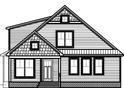 This is the black and white architectural rendering of the front of the house at 2966 Forest Creek Ln, Mebane, NC 27302