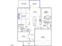 Detailed first-floor plan highlighting the layout of the kitchen, office, and garage at 225 Savannah Moss Way # 120, Raleigh, NC 27603