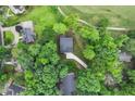 An aerial view of the house surrounded by trees and greenery in a lush neighborhood at 632 Angus Ct, Sanford, NC 27332