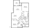 Detailed floorplan showcasing an efficient layout with designated spaces for living, dining, bedrooms, and amenities at 18 Kings Mount Ct, Durham, NC 27713