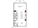 Floor plan displaying the kitchen, dining area, living room and deck on the first floor at 425 Rowe Way, Knightdale, NC 27545