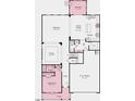 First floor plan showcasing the layout of the kitchen, dining area, gathering room, and two-car garage at 201 Hiddenite Pl, Holly Springs, NC 27540