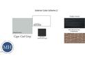Exterior color scheme features cape cod gray siding, snow white trim, and black magic door at 264 Chesapeake Commons St # 155, Garner, NC 27529