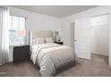Cozy bedroom with neutral carpet, a large window, and a walk-in closet, offering a comfortable retreat at 308 Arch Canyon Cir, Zebulon, NC 27597