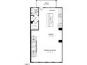 Open-concept second-floor floorplan featuring a gathering room, kitchen, dining area, and half bath at 423 Rowe Way, Knightdale, NC 27545