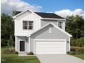 Charming two-story home featuring a two-car garage, craftsman-style door, and lovely landscaping at 801 Berkeley Glen Rd, Zebulon, NC 27597