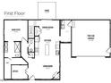 First floor plan featuring a main suite, living room, kitchen, dining room, office, and a two-car garage at 432 Springtooth Dr, Zebulon, NC 27597