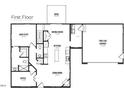 First floor layout featuring a living room, dining room, kitchen, and two-car garage at 432 Springtooth Dr, Zebulon, NC 27597