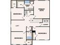 Second-floor plan featuring four bedrooms, two bathrooms, a laundry room, and a loft space at 7542 Tanager Dr, Snow Camp, NC 27349