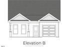 Elevation B showing planned facade for the home with garage, windows, and covered entrance at 140 W Saltgrass Ln, Smithfield, NC 27577