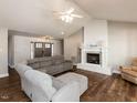 Cozy living room featuring a fireplace and comfortable seating at 5715 Sky Lane Dr, Durham, NC 27704