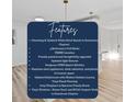 List of charming home features including an open kitchen, vinyl plank floor, and fireplace at 109 Hardee St, Clayton, NC 27520