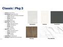 Classic interior design package showcasing a cabinet, countertop, backsplash and flooring options at 7589 Percussion Dr, Apex, NC 27539