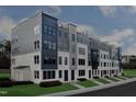 Modern townhome complex with mixed materials and neutral color palette on a well maintained lawn at 10533 Pleasant Branch Dr # 201, Raleigh, NC 27614