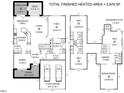 Detailed floor plan showcasing layout of bedrooms, bathrooms, living spaces, and total finished heated area at 500 Chandler Grant Dr, Cary, NC 27519