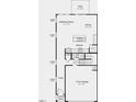 Open-concept floorplan showcasing a gathering room, kitchen, dining area, half bath, and a two-car garage at 408 Carpels Dr, Wendell, NC 27591