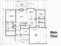 Architectural drawing showing main floor layout including kitchen, living spaces, and garage at 5 Sweet Sister Way, Youngsville, NC 27596