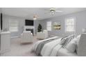 Spacious main bedroom with neutral tones and a fireplace, providing a relaxing and comfortable atmosphere at 410 E Mcneill St, Lillington, NC 27546
