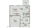 Layout of the first floor showing living spaces, kitchen, foyer, and garage at 131 E Victory View. Ter, Smithfield, NC 27577