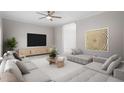Spacious living room with large sectional sofa and modern decor at 125 Vance Wrenn Rd, Roxboro, NC 27573