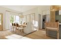 Light-filled dining area adjacent to the kitchen, featuring seating for six and modern accents at 9231 Bear Run Ln, Middlesex, NC 27557
