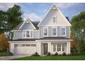 Two-story house featuring vertical siding, decorative gables, white-framed windows, and a well-manicured lawn at 3200 Balcon Ct # 28, Angier, NC 27501