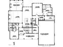 Detailed floor plan showcasing the layout of the first floor, including living areas, kitchen, and garage at 422 Lower Thrift Rd, New Hill, NC 27562