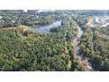 Stunning aerial view of community with mature trees, scenic waterway, and convenient access to nearby amenities at 4060 Granite Ridge Trl, Raleigh, NC 27616
