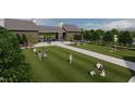 Residents enjoying a community green space with gathering areas and walkways at 1144 Solace Way, Rolesville, NC 27571