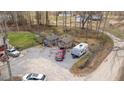 Aerial view of outbuildings, vehicles and parking area at 3405 Wilsons Mills Rd, Smithfield, NC 27577