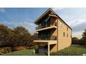 Modern home with multiple balconies, natural wood accents, and an open-concept design nestled in a wooded setting at 1709 Evergreen Ave, Raleigh, NC 27603