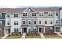 Attractive townhome exteriors showcasing coordinated color palettes and inviting front entryways at 5818 Humanity Ln, Raleigh, NC 27616