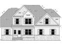 Detailed front elevation rendering featuring the design of the home with stone and siding details at 70 Prency Ln, Middlesex, NC 27557