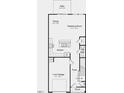 Open-concept first-floor plan integrates kitchen, dining, gathering room and patio at 280 Hank Way, Angier, NC 27501