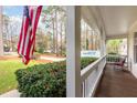 Inviting front porch with white railing and rocking chair, perfect for enjoying the outdoors at 3101 Rutledge Ct, Raleigh, NC 27613