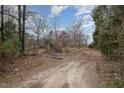 Dirt road leading to an overgrown property surrounded by dense trees at 1066 Shuford Rd, Wake Forest, NC 27587