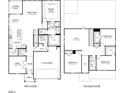 Detailed floor plan showcasing the layout of this home's first and second floors with dimensions at 157 Klamath Dr, Garner, NC 27529