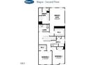 Second floor layout showing owner's suite with walk-in closet, laundry, and bedrooms with baths at 180 Kobus Ct, Garner, NC 27529