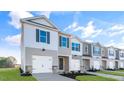 Attractive townhomes with a sleek architectural style, each featuring a garage and landscaping at 36 Sweet Meadow Rd, Angier, NC 27501