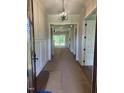 Bright hallway features modern light fixture, leading to an open living area and door openings on either side at 9000 Penny Rd, Raleigh, NC 27606