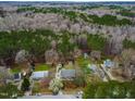 Expansive aerial view showcasing homes nestled within a lush, wooded neighborhood, under a cloudy sky at 5216 Passenger Pl, Raleigh, NC 27603