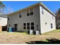 A shot of the backyard showing the siding and air conditioning units at 204 Hillview Dr, Durham, NC 27703